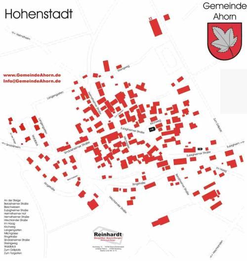 Schematischer Plan der Ortschaft Hohenstadt mit Straßen