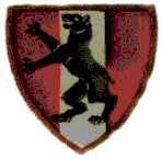 Wappen von Berolzheim mit schwarzem Bär und rot-weißem Hintergrund
